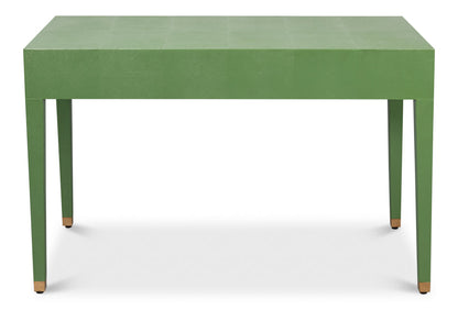 Gabriella Shagreen Leather and Wood Green Rectangular Desk/Table