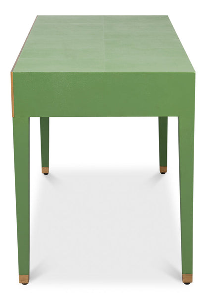 Gabriella Shagreen Leather and Wood Green Rectangular Desk/Table