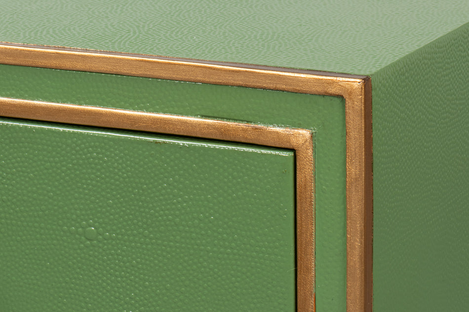 Gabriella Shagreen Leather and Wood Green Rectangular Desk/Table