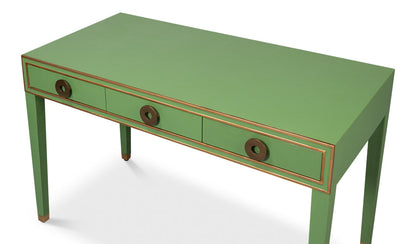 Gabriella Shagreen Leather and Wood Green Rectangular Desk/Table