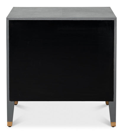 Gabriella Mdf and Embossed Shagreen Leather Grey Night Stand