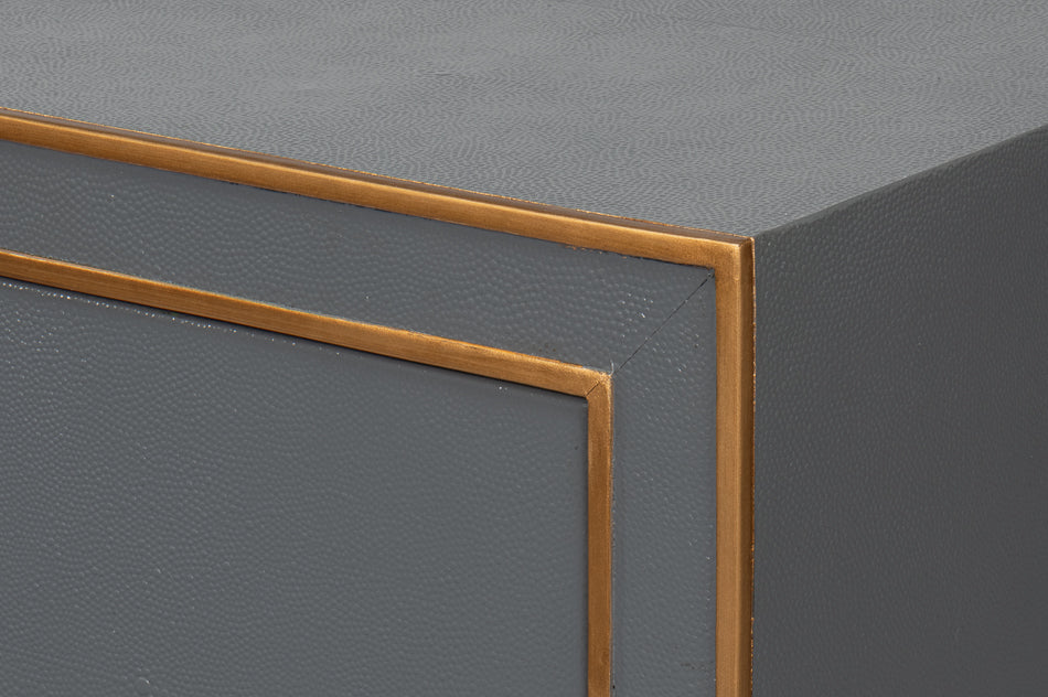 Gabriella Mdf and Embossed Shagreen Leather Grey Night Stand