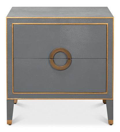 Gabriella Mdf and Embossed Shagreen Leather Grey Night Stand