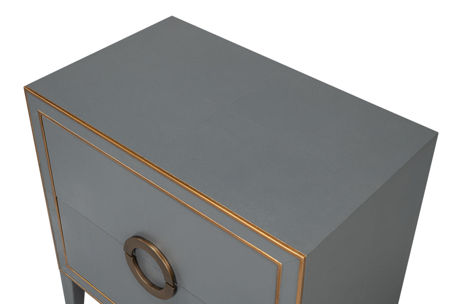 Gabriella Mdf and Embossed Shagreen Leather Grey Night Stand