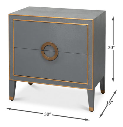 Gabriella Mdf and Embossed Shagreen Leather Grey Night Stand