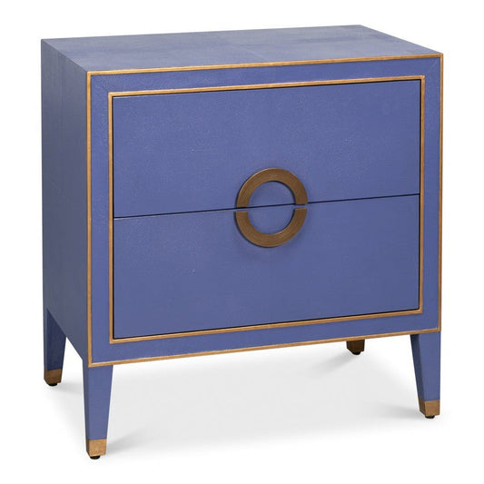 Gabriella Mdf and Embossed Shagreen Leather Blue Night Stand