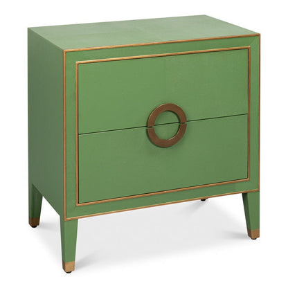 Gabriella Mdf and Embossed Shagreen Leather Green Night Stand