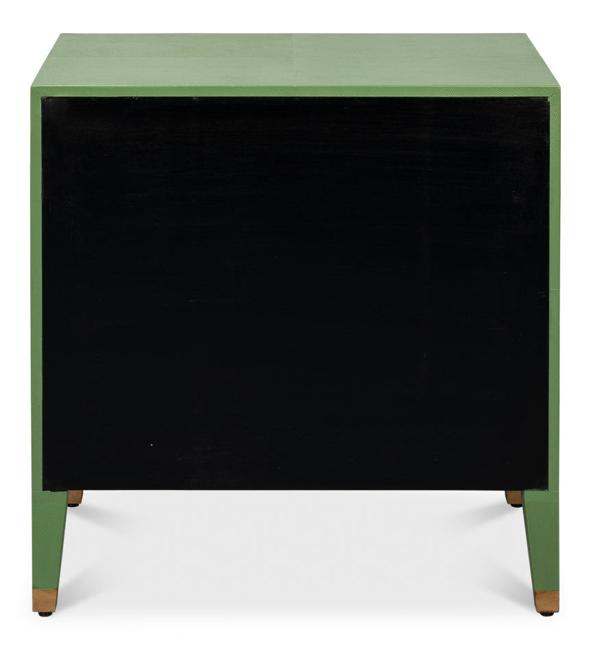 Gabriella Mdf and Embossed Shagreen Leather Green Night Stand