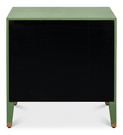 Gabriella Mdf and Embossed Shagreen Leather Green Night Stand