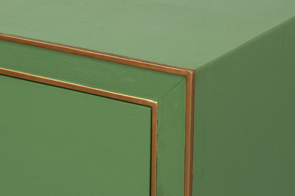 Gabriella Mdf and Embossed Shagreen Leather Green Night Stand