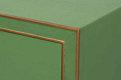 Gabriella Mdf and Embossed Shagreen Leather Green Night Stand