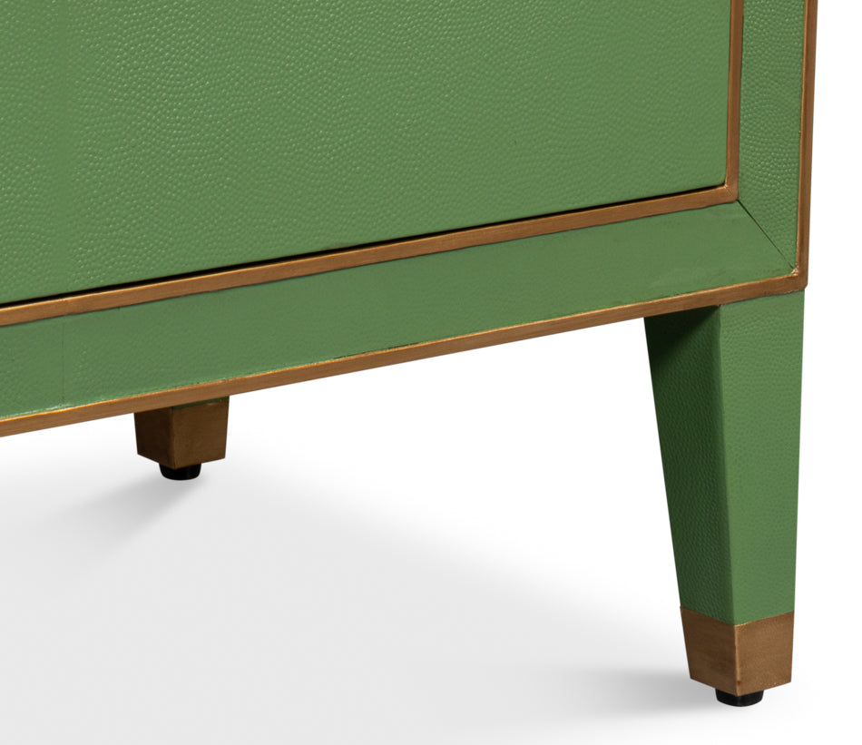 Gabriella Mdf and Embossed Shagreen Leather Green Night Stand