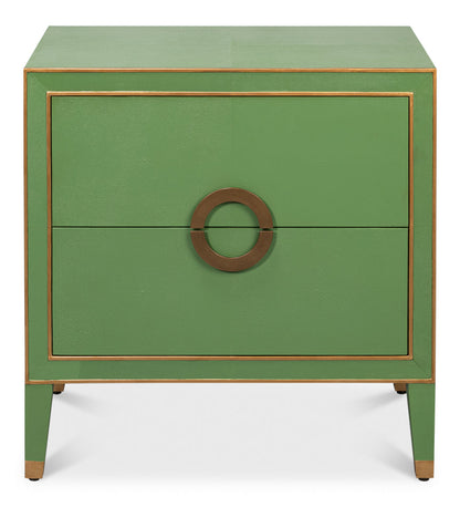 Gabriella Mdf and Embossed Shagreen Leather Green Night Stand