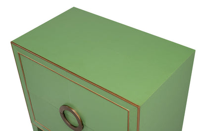 Gabriella Mdf and Embossed Shagreen Leather Green Night Stand