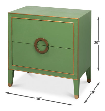 Gabriella Mdf and Embossed Shagreen Leather Green Night Stand