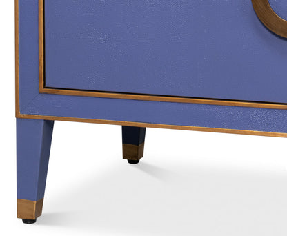 Gabriella Wood and Embossed Shagreen Leather Blue Chest Of Drawers