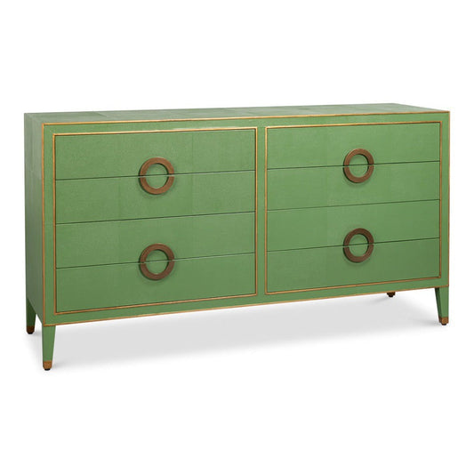 Gabriella Wood and Embossed Shagreen Leather Blue Green Chest Of Drawers