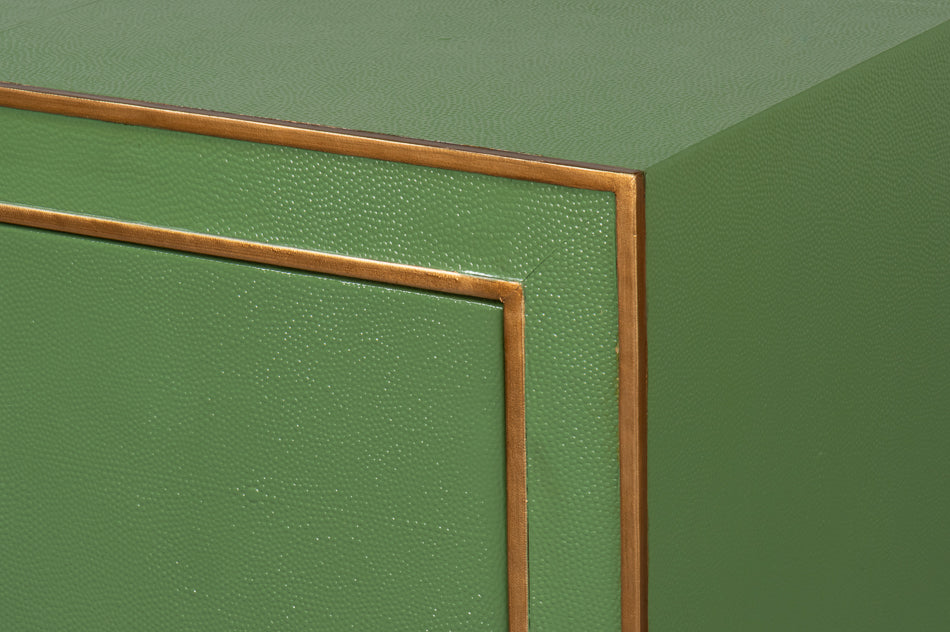 Gabriella Wood and Embossed Shagreen Leather Blue Green Chest Of Drawers