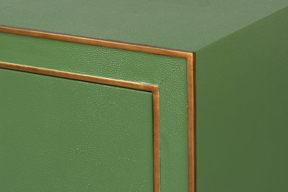 Gabriella Wood and Embossed Shagreen Leather Blue Green Chest Of Drawers