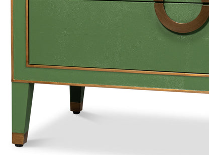 Gabriella Wood and Embossed Shagreen Leather Blue Green Chest Of Drawers