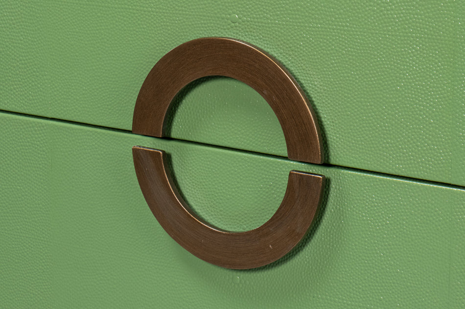 Gabriella Wood and Embossed Shagreen Leather Blue Green Chest Of Drawers