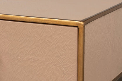 Gideon Wood and Shagreen Leather Tan Rectangular Console Table