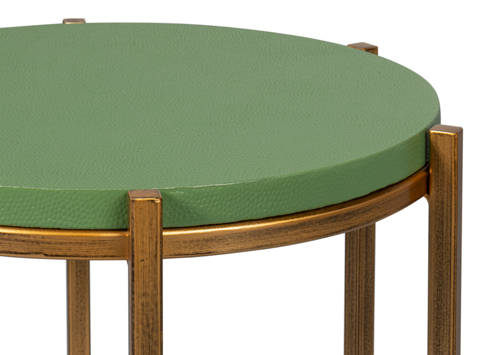 Spence Mdf and Iron Green Round Side Table