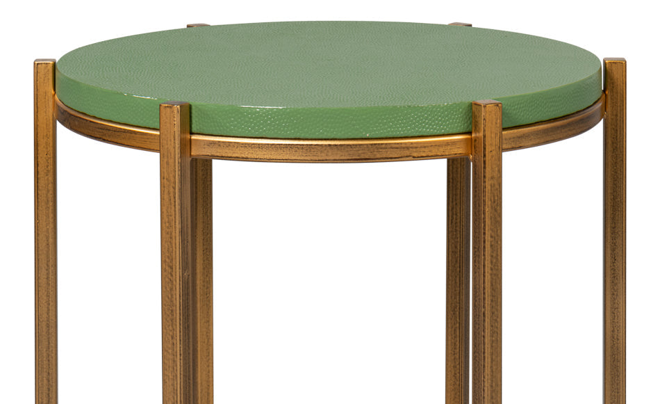 Spence Mdf and Iron Green Round Side Table