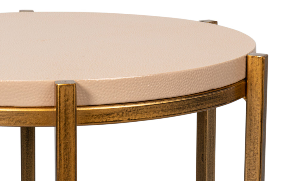 Spence Mdf and Iron Tan Round Side Table