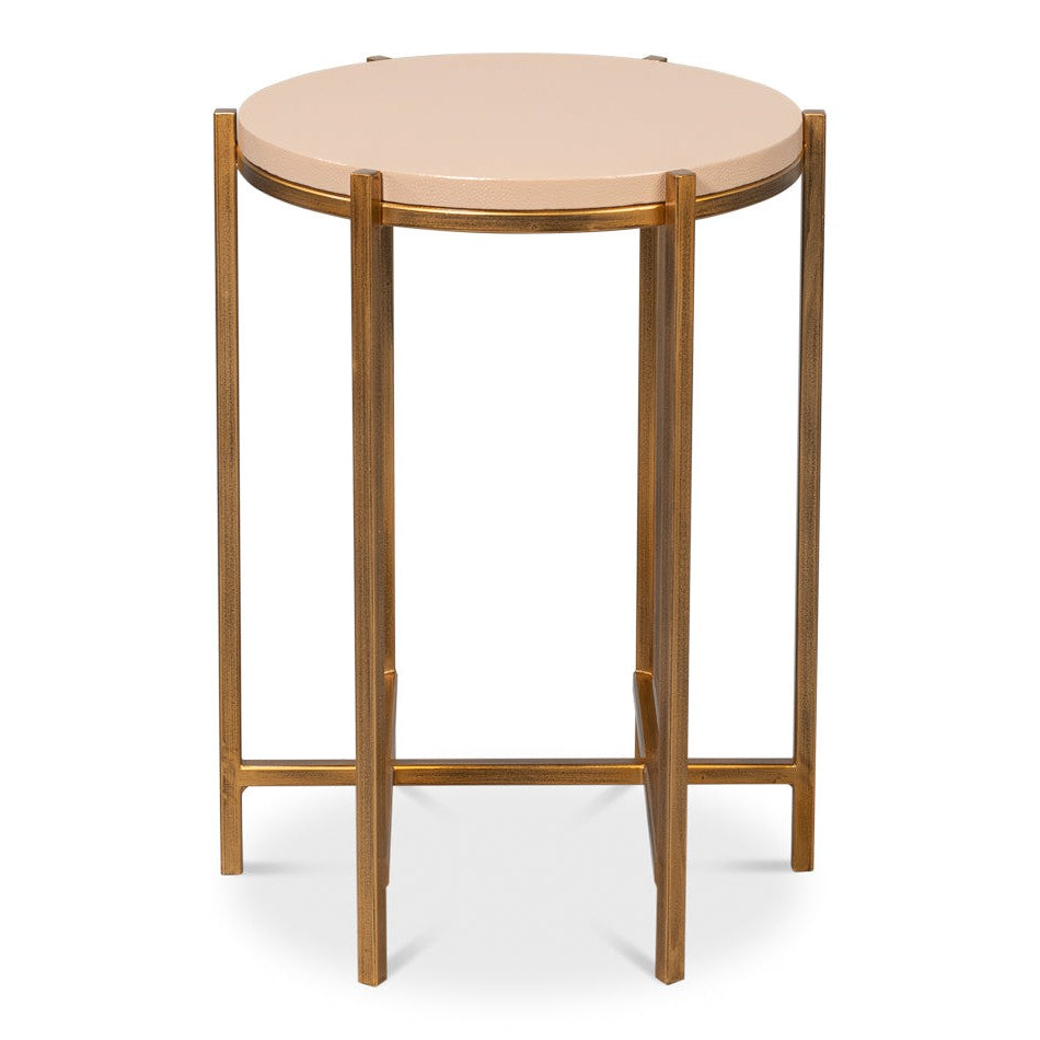 Spence Mdf and Iron Tan Round Side Table