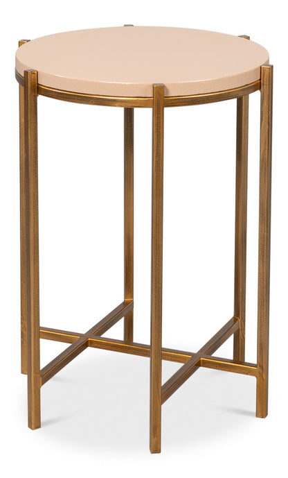 Spence Mdf and Iron Tan Round Side Table