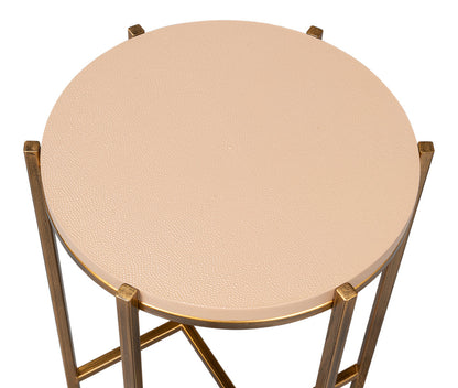 Spence Mdf and Iron Tan Round Side Table