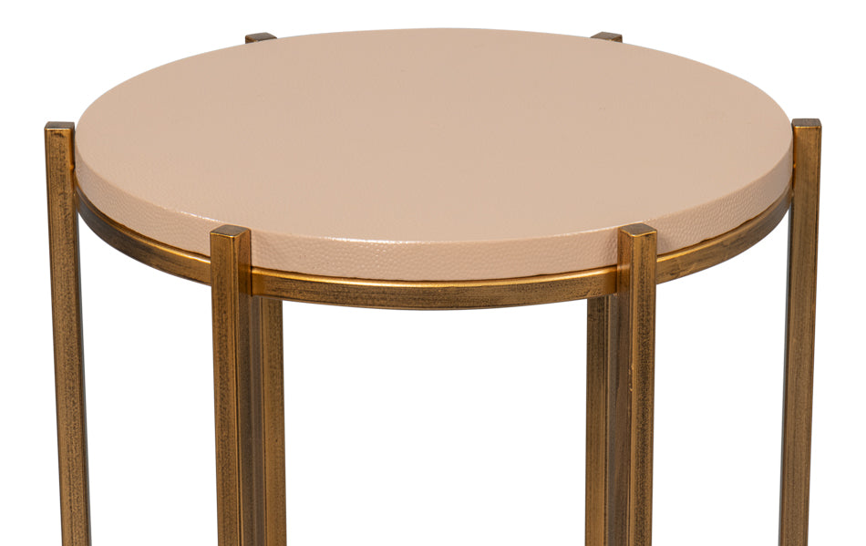 Spence Mdf and Iron Tan Round Side Table