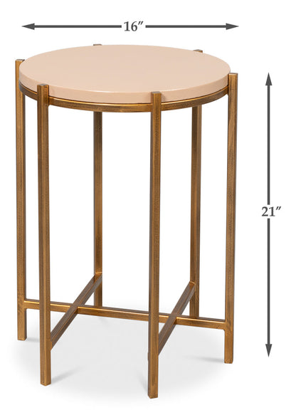 Spence Mdf and Iron Tan Round Side Table