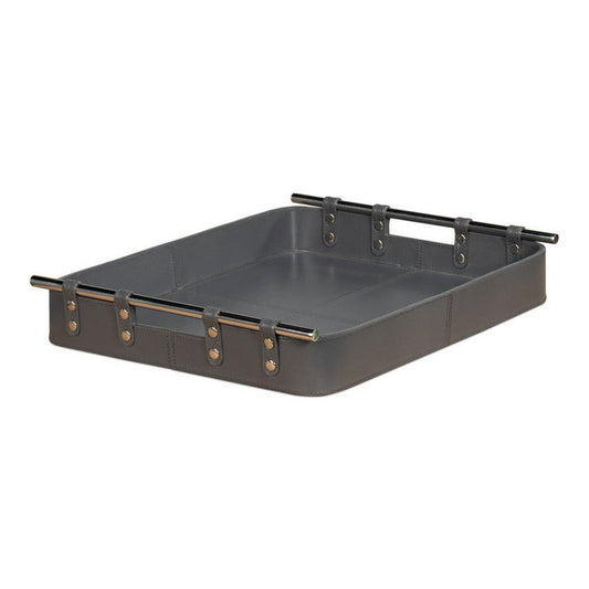 Safari Leather and Steel Grey Tray