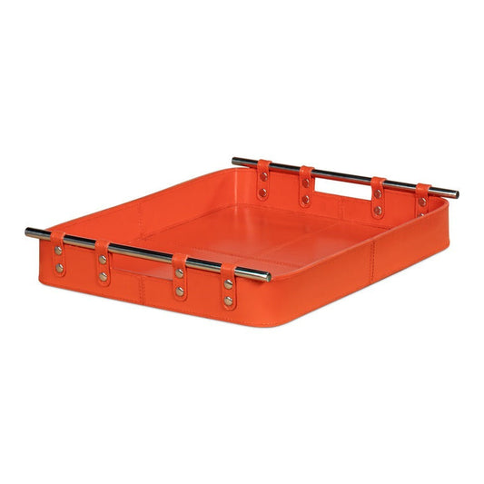 Safari Leather and Steel Orange Tray