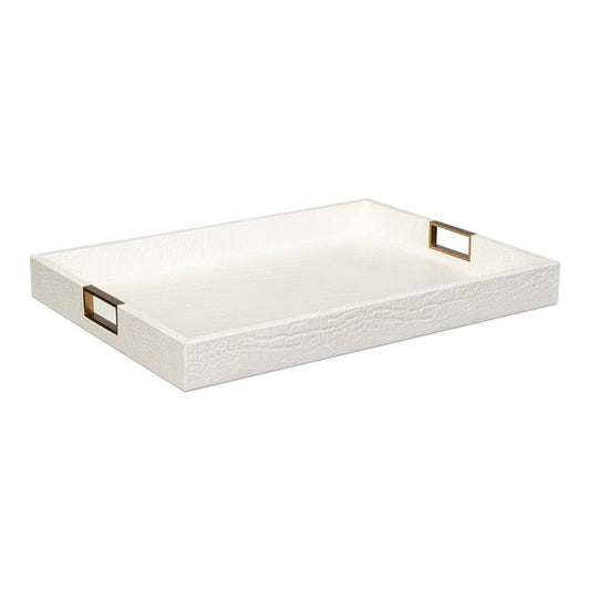 Norton Croco Leather and Brass Ivory Tray