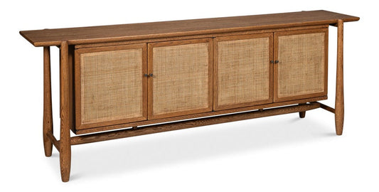 Nido Natural Wood 4 Door Rattan Sideboard