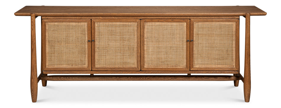 Nido Natural Wood 4 Door Rattan Sideboard