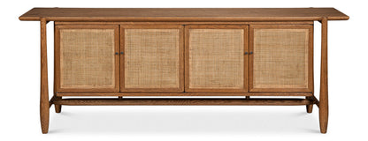 Nido Natural Wood 4 Door Rattan Sideboard