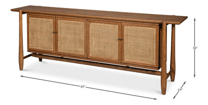 Nido Natural Wood 4 Door Rattan Sideboard