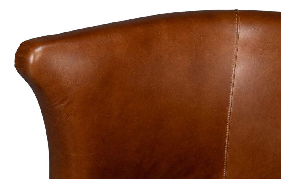 Spencer Distilled Leather Brown Swivel Armless Chair