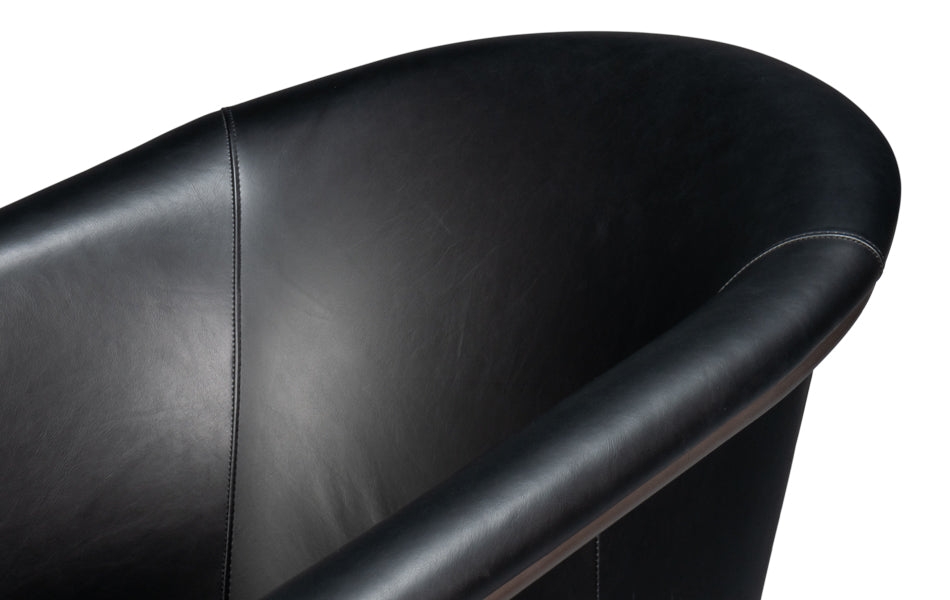 Nagel Distilled Leather and Iron Black Arm Chair