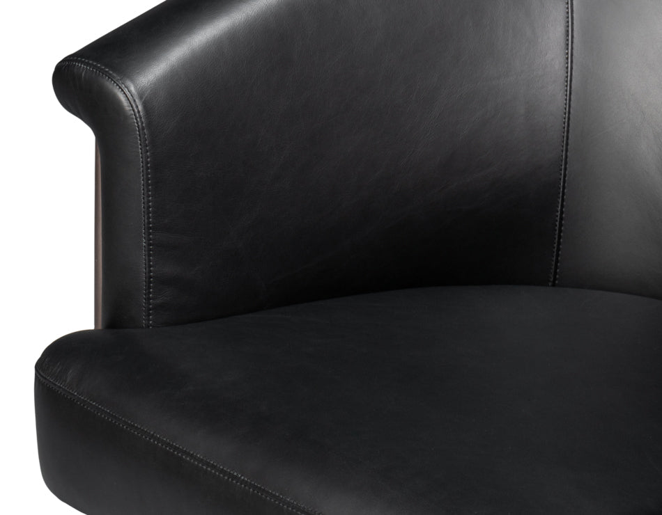 Nagel Distilled Leather and Iron Black Arm Chair