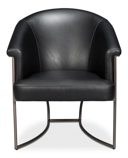 Nagel Distilled Leather and Iron Black Arm Chair