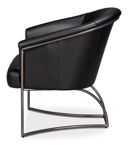 Nagel Distilled Leather and Iron Black Arm Chair