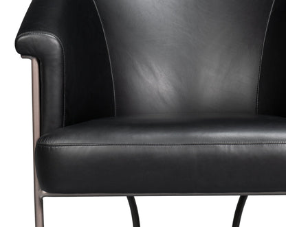 Nagel Distilled Leather and Iron Black Arm Chair