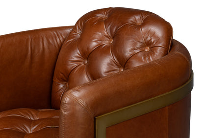 Finn Steel and Leather Brown Arm Club Chair