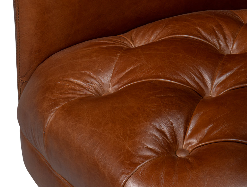 Finn Steel and Leather Brown Arm Club Chair