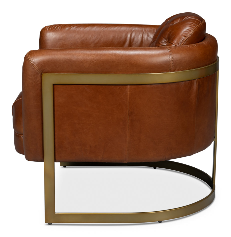 Finn Steel and Leather Brown Arm Club Chair